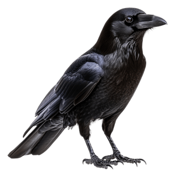 A raven perched elegantly on a branch at dusk, cut out - stock . png