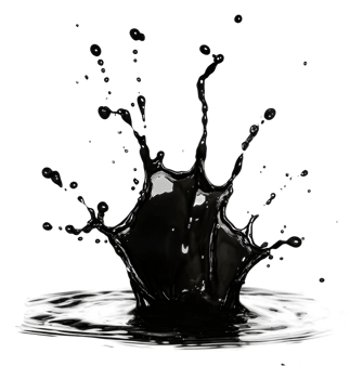 Dynamic black liquid droplet splash, cut out - stock . png
