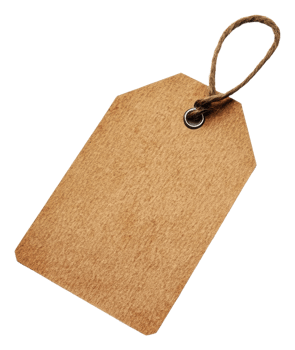 Blank brown tag with string for labeling items, cut out - stock . png