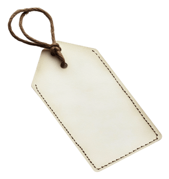 Blank tag with twine for labeling items outdoors, cut out - stock . png
