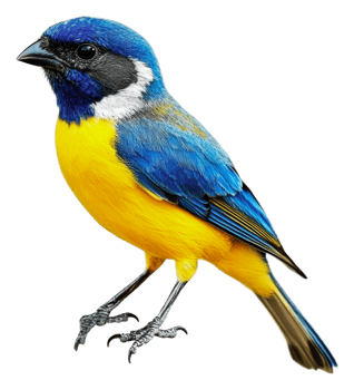 Vibrant bird on a branch in nature, cut out - stock . png