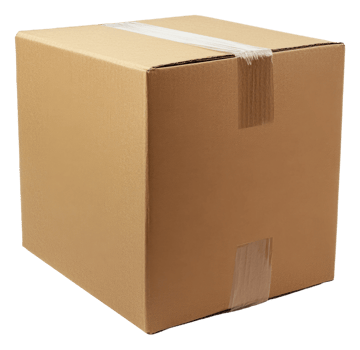 Plain cardboard box sealed with tape for shipping, cut out - stock . png