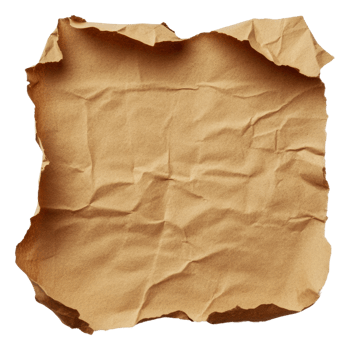 Crumpled brown paper on white background, cut out - stock . png