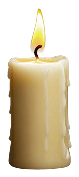 A candle burns brightly, casting a warm glow, cut out - stock . png