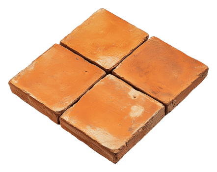 Square terracotta paving stones arranged, cut out - stock . png
