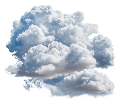 Soft white clouds floating in a bright blue sky, cut out - stock . png