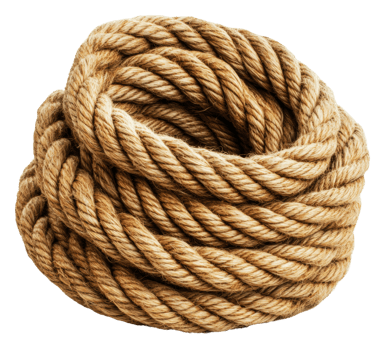 Natural fiber rope coiled on a white background, cut out - stock . png