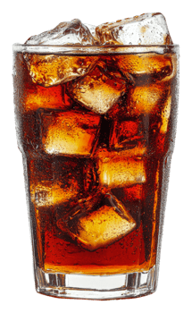 Refreshing drink with ice in a glass cup, cut out - stock . png