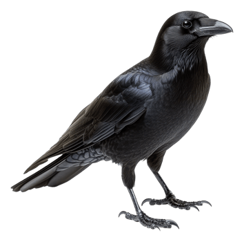 A close-up view of a raven perched calmly, cut out - stock . png