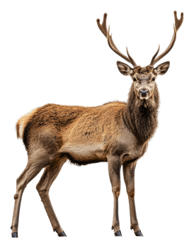 Brown elk in a natural outdoor setting, cut out - stock . png