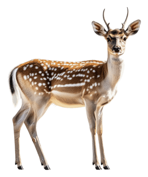 Young deer standing gracefully in a serene meadow, cut out - stock . png