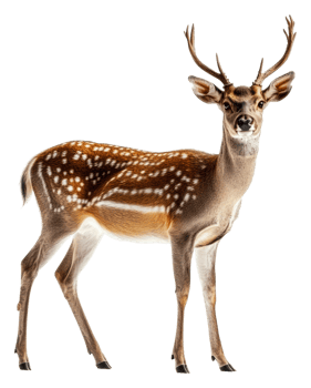 Graceful young deer on white backdrop, cut out - stock . png