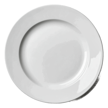 Simple white plate on a plain background, cut out - stock . png