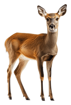 A young deer standing gracefully in a lush field, cut out - stock . png
