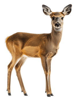 Young deer standing in a serene natural setting, cut out - stock . png