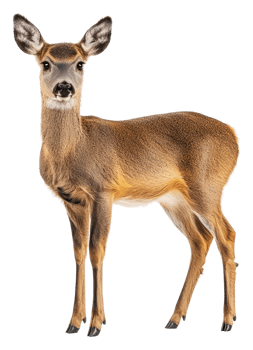 Young deer standing gracefully in a natural pose, cut out - stock . png