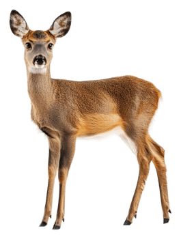Young deer standing gracefully in natural light, cut out - stock . png