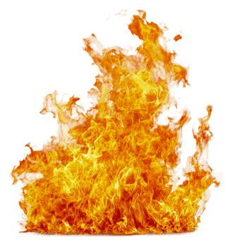 Bright flames dancing in the air during a fire, cut out - stock . png