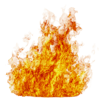 Vibrant flames dancing against a white backdrop, cut out - stock . png