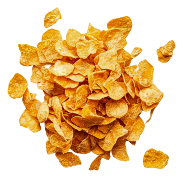 Crispy golden potato chips on white, cut out - stock . png