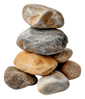 Stacked rocks with rich textures and colors, cut out - stock . png