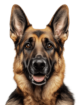 Stunning German Shepherd studio portrait, cut out - stock . png
