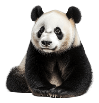 Panda relaxing in a natural habitat during the day, cut out - stock . png