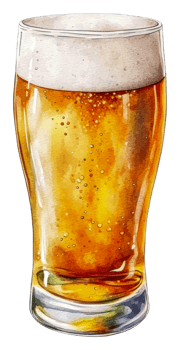 Cold craft beer in a glass with frothy topping, cut out - stock . png