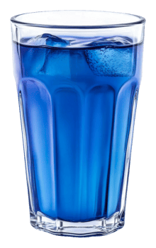 Refreshing blue drink served in a clear glass, cut out - stock . png