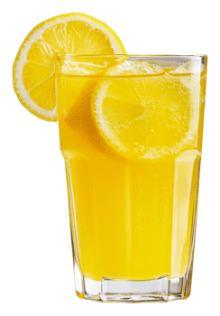 Cool lemonade with lemon slices, cut out - stock . png
