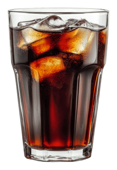 Refreshing iced beverage served in a clear glass, cut out - stock . png