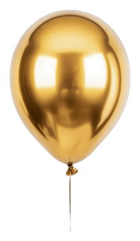 Gold balloon floating against a simple background, cut out - stock . png