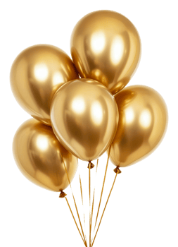 Shiny golden balloons for a festive celebration, cut out - stock . png