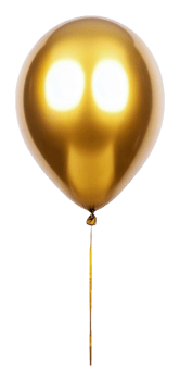 Shiny golden balloon reflecting light and shadows, cut out - stock . png