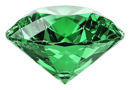 Green diamond-shaped crystal, cut out - stock . png