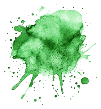 Green watercolor splash with textures, cut out - stock . png