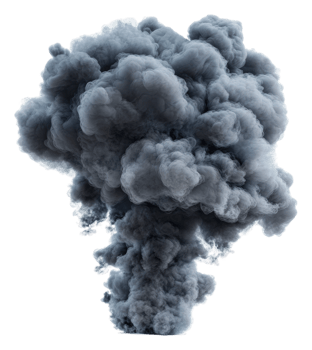Smoke rising from explosion, cut out - stock . png