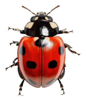 Ladybug on white surface, cut out - stock . png