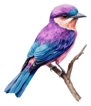 Vibrant bird on a branch in nature, cut out - stock . png
