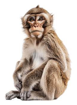Quiet monkey on a white background, cut out - stock . png