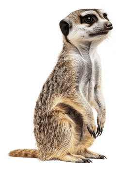 Meerkat standing upright in a natural habitat, cut out - stock . png