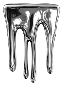 Shiny silver liquid dripping on a textured surface, cut out - stock . png