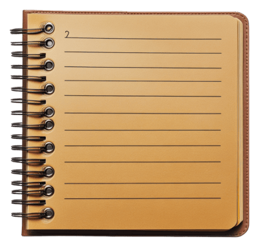 Blank notebook with spiral binding for notes, cut out - stock . png