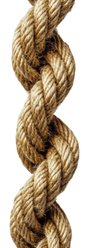 Detailed view of braided natural fiber rope, cut out - stock . png
