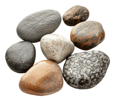 Colorful smooth river stone collection, cut out - stock . png