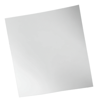 Blank sheet of paper on a clean table surface, cut out - stock . png