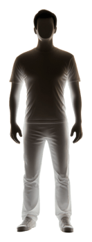 Figure silhouette on bright backdrop, cut out - stock . png