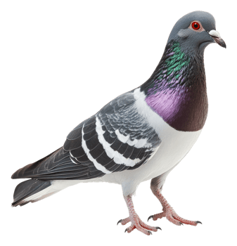 Elegant colorful pigeon on plain background, cut out - stock . png