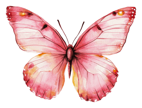 Pink butterfly watercolor illustration, cut out - stock . png
