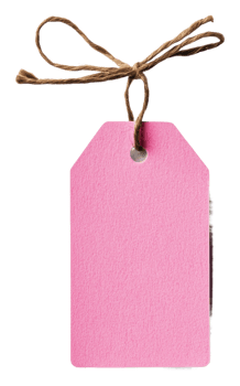 Pink tag on twine for labeling, cut out - stock . png